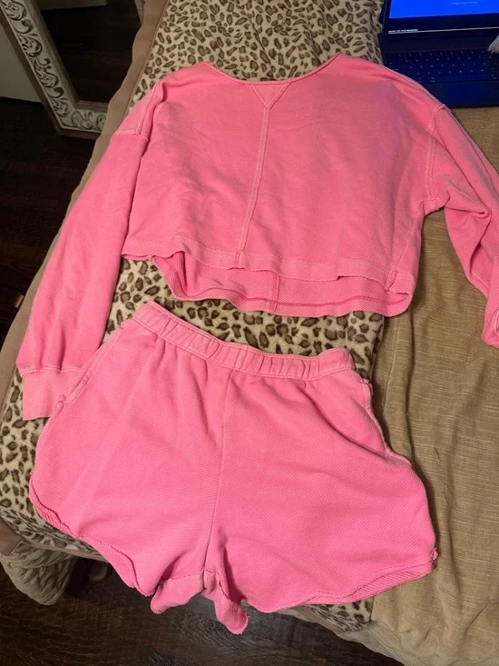 aerie Hot Pink Knit Lounge Shorts - Picture 2 of 4